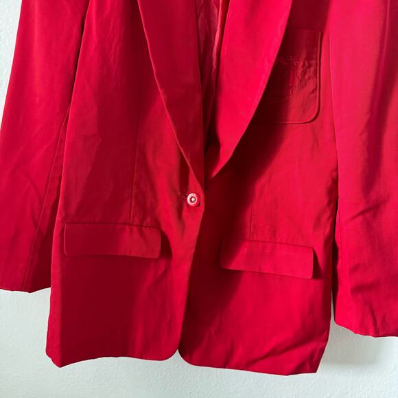 Vintage 70s Pendleton Women Sz 12 Wool Blazer Red Crest Single Button Sport Coat - Picture 6 of 11